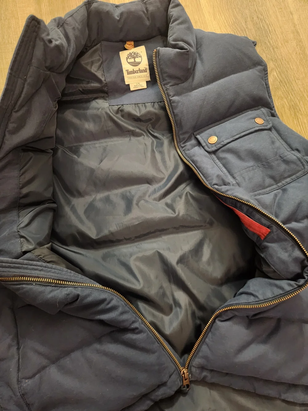 Timberland Down puffer vest mens large full zip